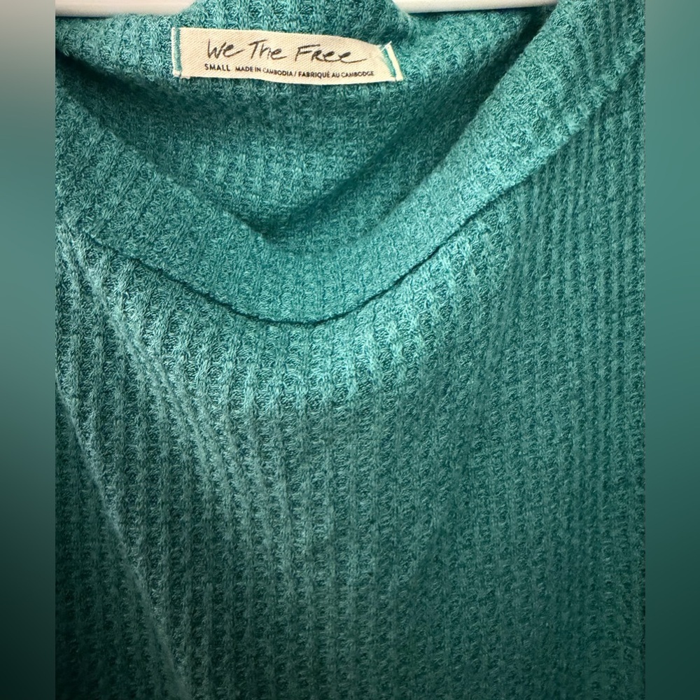 We The Free/Free People North Shore Thermal Tunic Top in Turquoise, Small - Picture 4 of 14